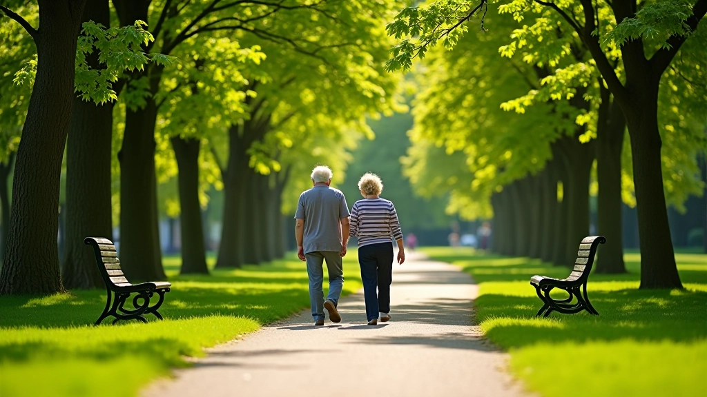 Pilsētas parks ar zaļajiem kokiem un paveļu maršrutiem